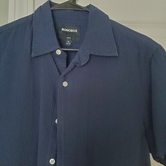 Bonobos Riviera short-sleeve in Blue Black Seersucker Check - Picture 4 of 10